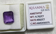 4.70/CT Natural Amethyst Gemstone of Premium Quality with Govt. Lab Certificate